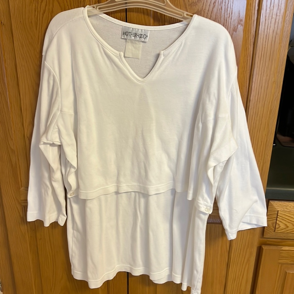 Motherhood Maternity White long sleeve maternity/nursing top